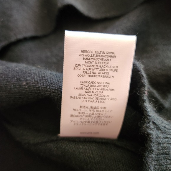 Joie Cashmere Wool Asymmetrical Hem Sweater Dark Green Size M 3/4 Sleeves - Picture 8 of 10